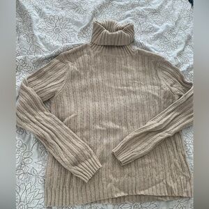 Pendleton Cozy Ribbed Turtleneck Sweater - Beige